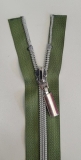 Reißverschluss 65 cm teilbar Metallzähne silber 6mm oliv